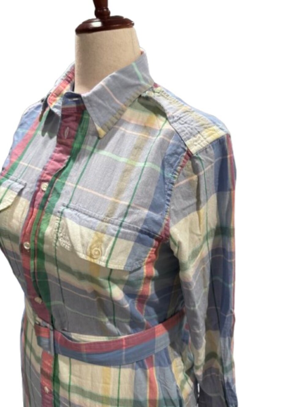 Ralph Lauren Plaid Button Front Maxi Shirt Dress Belted Long Sleeve Preppy (M/L) - Picture 5 of 16